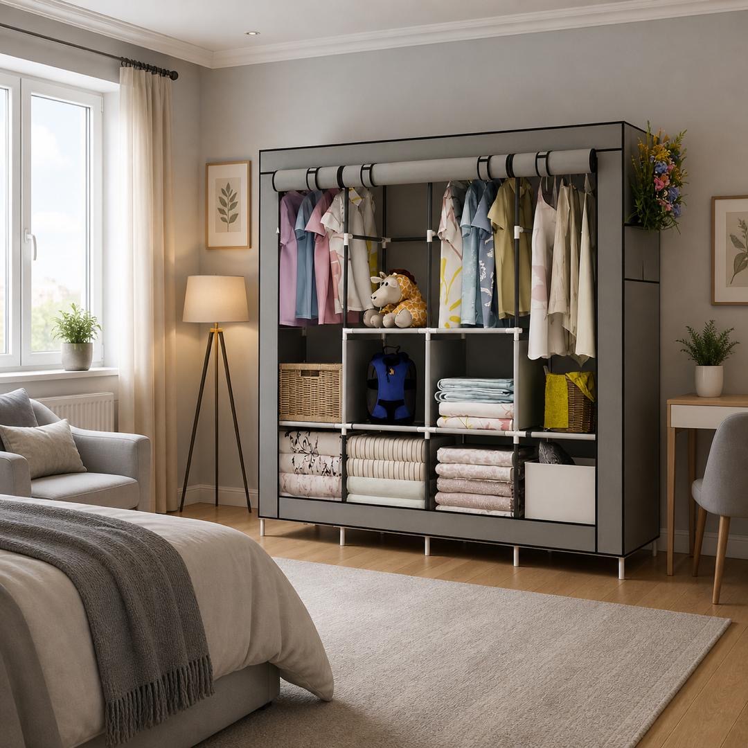 UDEAR Portable Closet Large Wardrobe Closet Clothes Organizer with 12 Storage Shelves